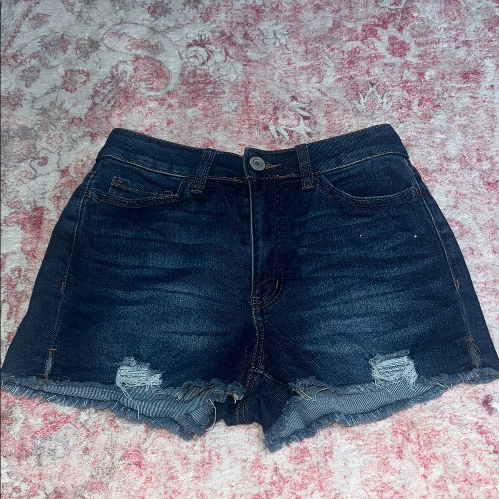 SO Dark Blue Distressed Denim Cutoff Shorts